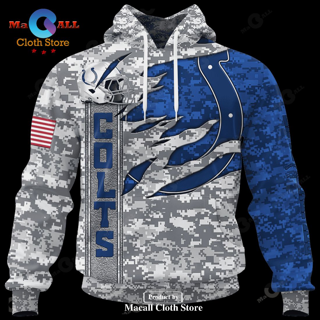 Personalized Indianapolis Colts Special Camo Hunting Design With Skull Art  3D Printed Hoodie - Laniwears