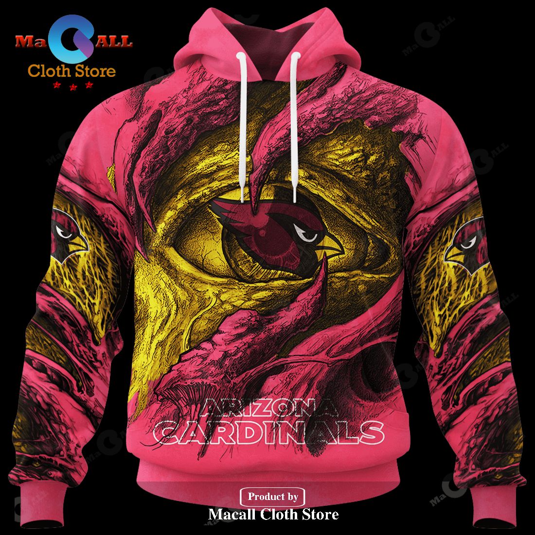 Arizona Cardinals Devil Eyes Hoodie 3D All Over Print