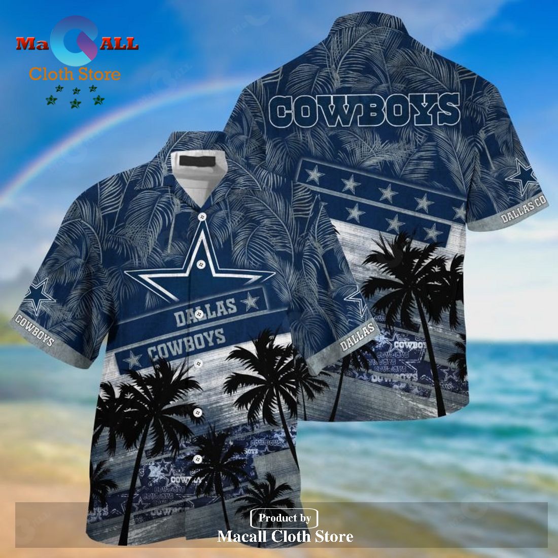 Dallas Cowboys Mens Hawaiian Shirts Summer Casual Button Down - Limotees