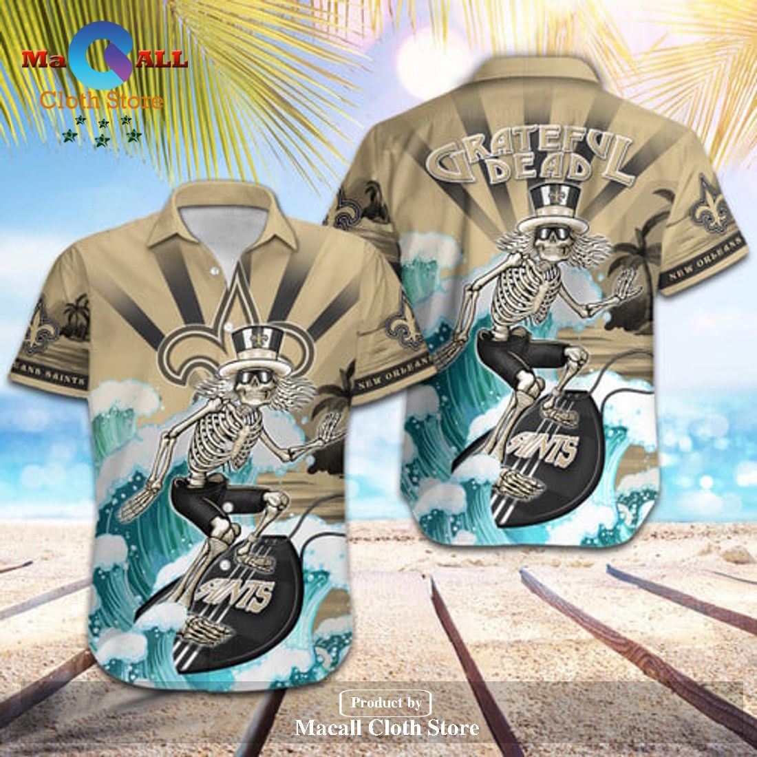 New Orleans Saints Hawaiian Shirt,Aloha Shirt,NFL,Skull Hawaiian