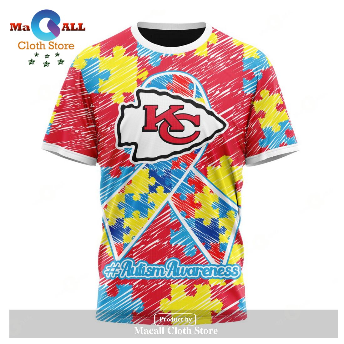 Persionalized NFL Kansas City Chiefs Special Autism Awareness Design Hoodie  - Torunstyle