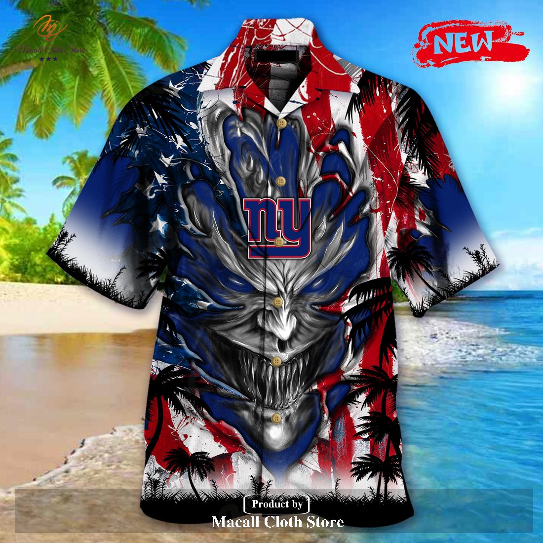 New York Giants Tropical Floral Custom Name Aloha Hawaiian Shirt