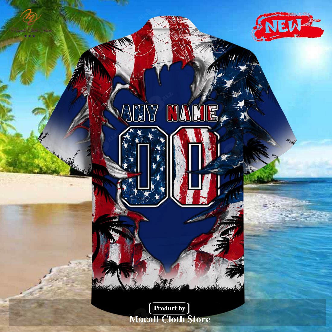 New York Giants NF And Tropical Pattern Custom Name Hawaiian Shirt -  Banantees