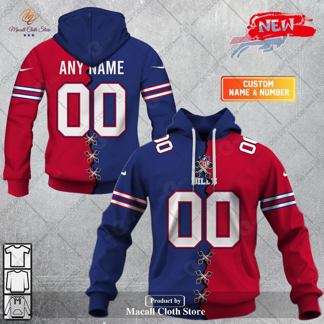 Personalized NFL Buffalo Bills Mix Jersey Special Design Hoodie Sweatshirt  3D - Macall Cloth Store - Destination for fashionistas