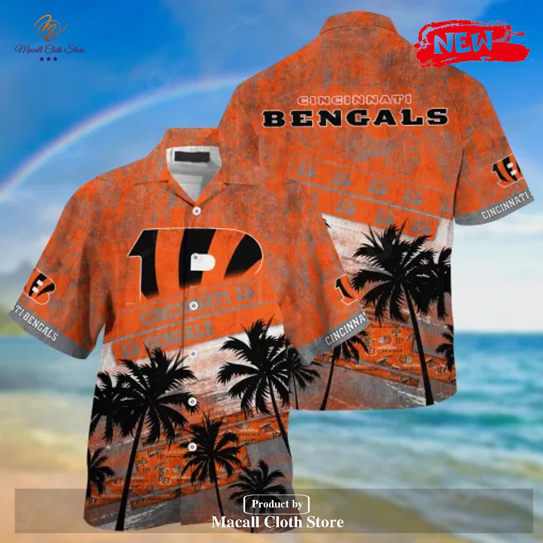 NFL Cincinnati Bengals Custom Name Logo Palm Trees Pattern Hawaiian Shirt -  Freedomdesign