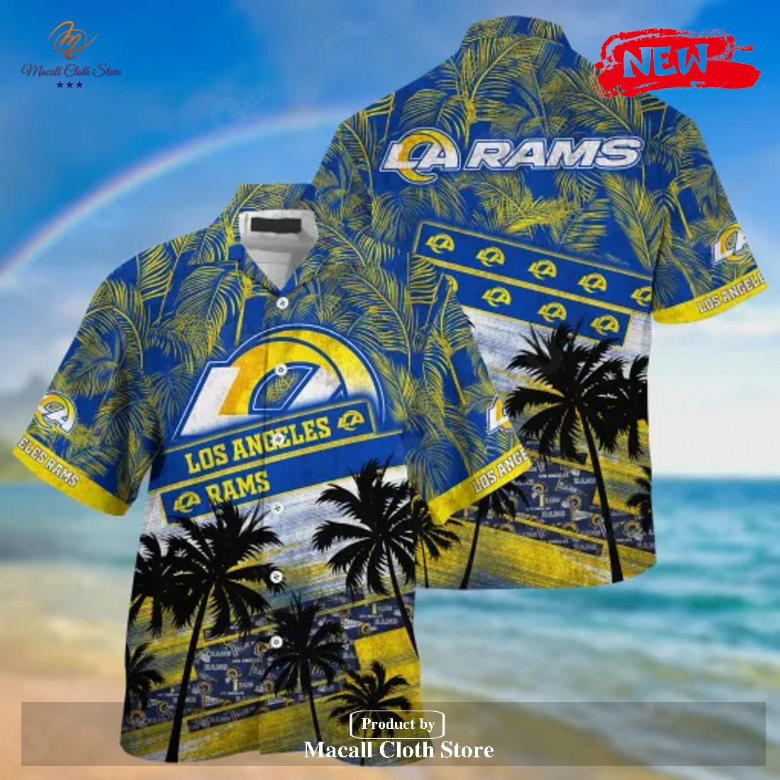 Los Angeles Rams NFL Palm Trees Pattern Combo Hawaiian Shirt And Short Pants