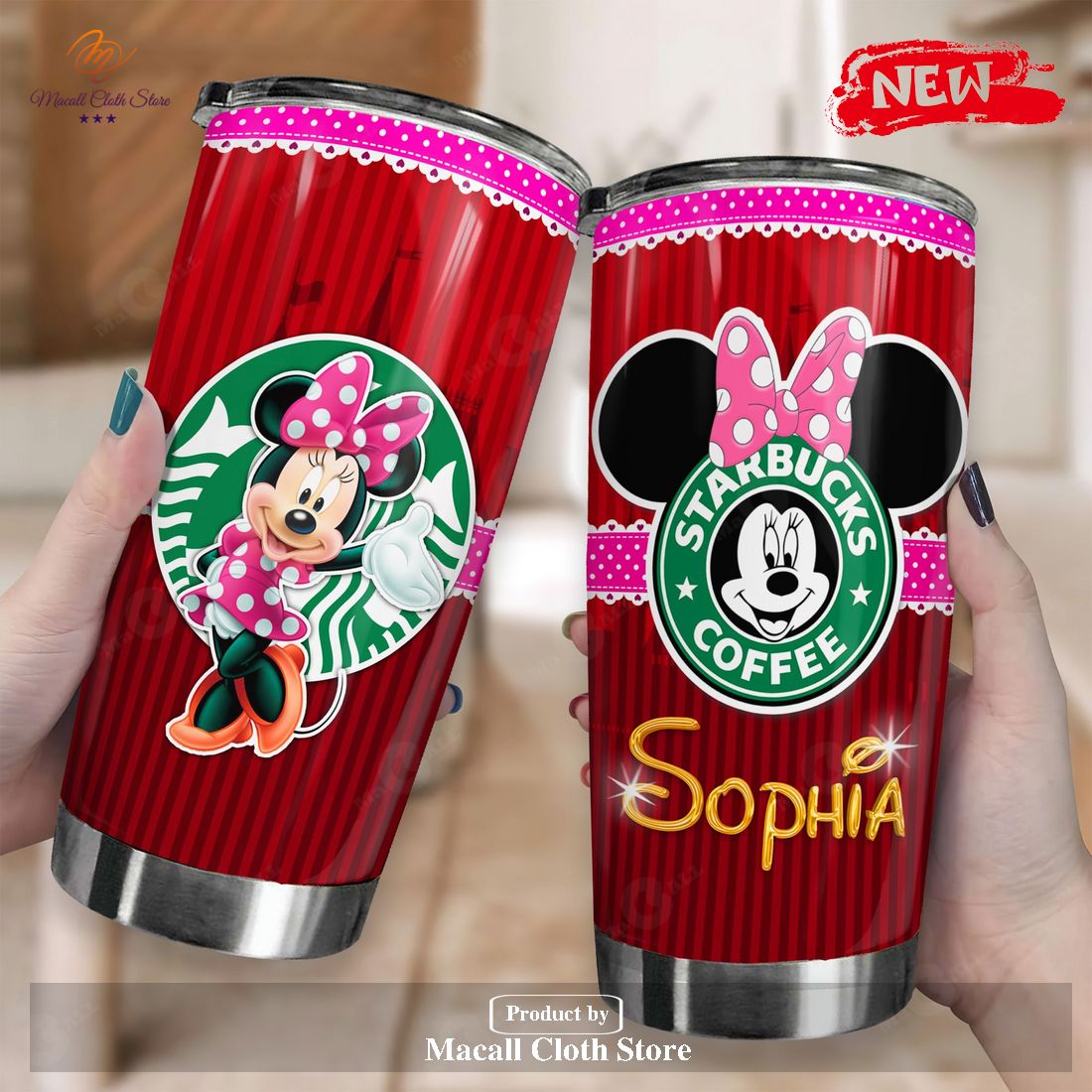 Personalized Name Disney Minnie Mouse Starbucks Stainless Steel Tumbler