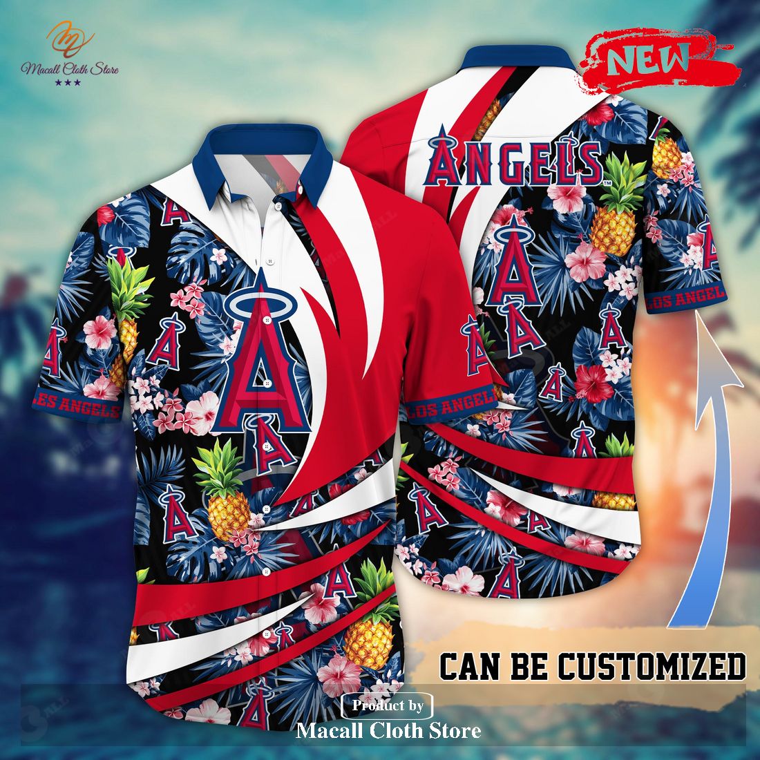 Customized Los Angeles Angels MLB Flower Summer Tropical Hawaiian