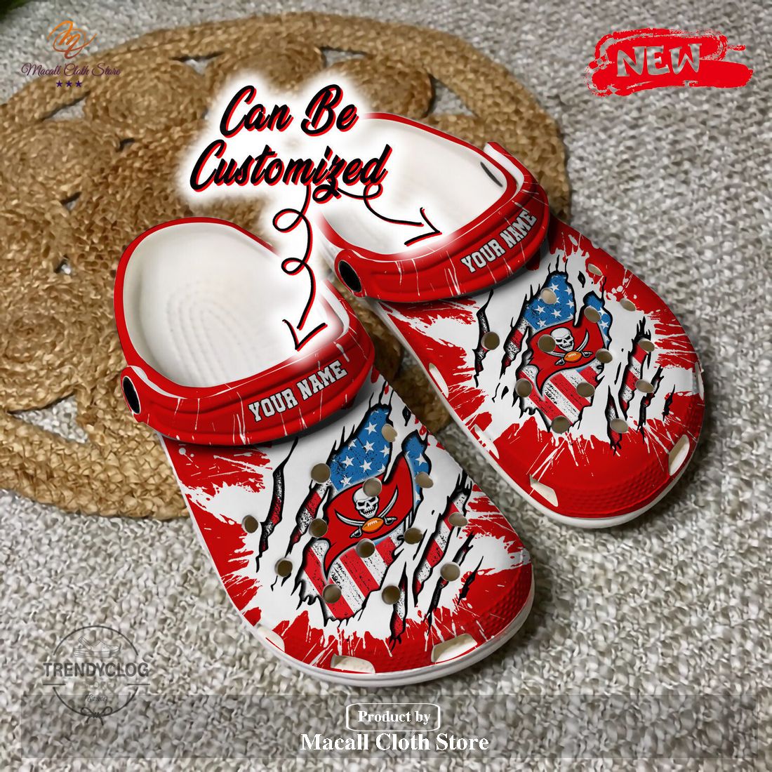 Tampa Bay Buccaneers Metal Pattern Crocs Clogs - Tagotee