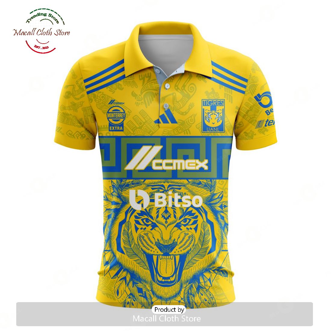 Personalized Liga Mx Tigres Uanl Home Aztec Design Polo