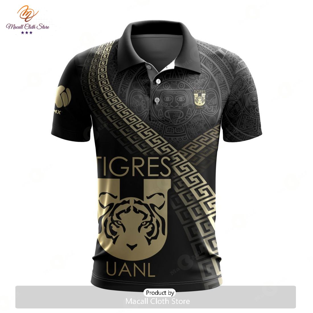 HOT Personalized LIGA MX Tigres UANL Special Black And Gold Design Polo