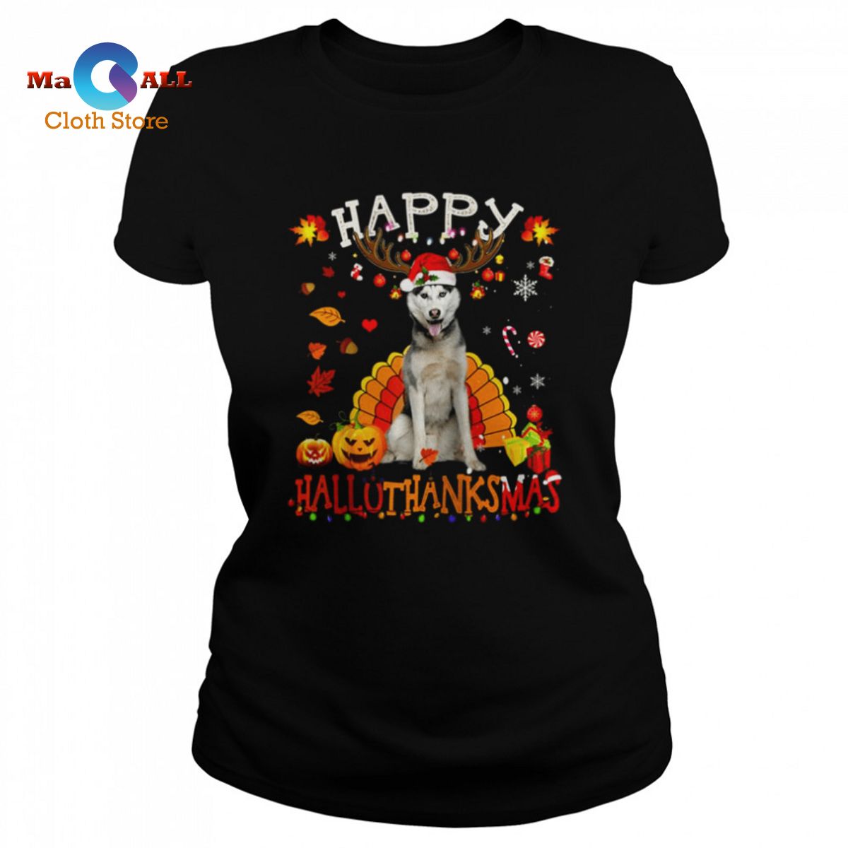 [HOT] Happy Hallowsmas, Husky Dog! Christmas, Halloween, and Thanksgiving’s shirt