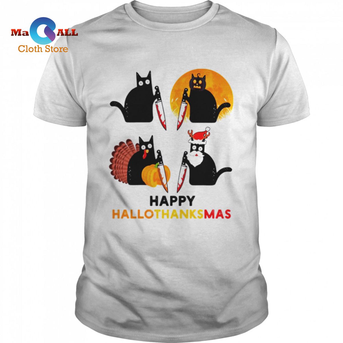 [HOT] Black Cat Murder Halloween Thanksgiving Christmas Holidays shirt