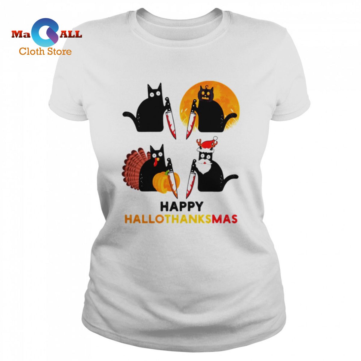 [HOT] Black Cat Murder Halloween Thanksgiving Christmas Holidays shirt
