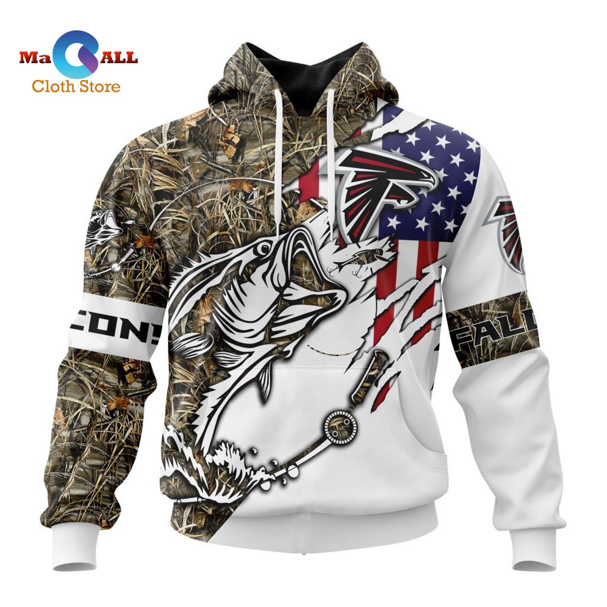 [HOT] NFL Atlanta Falcons Special Fishing With Flag Of The United States Hoodie 3D