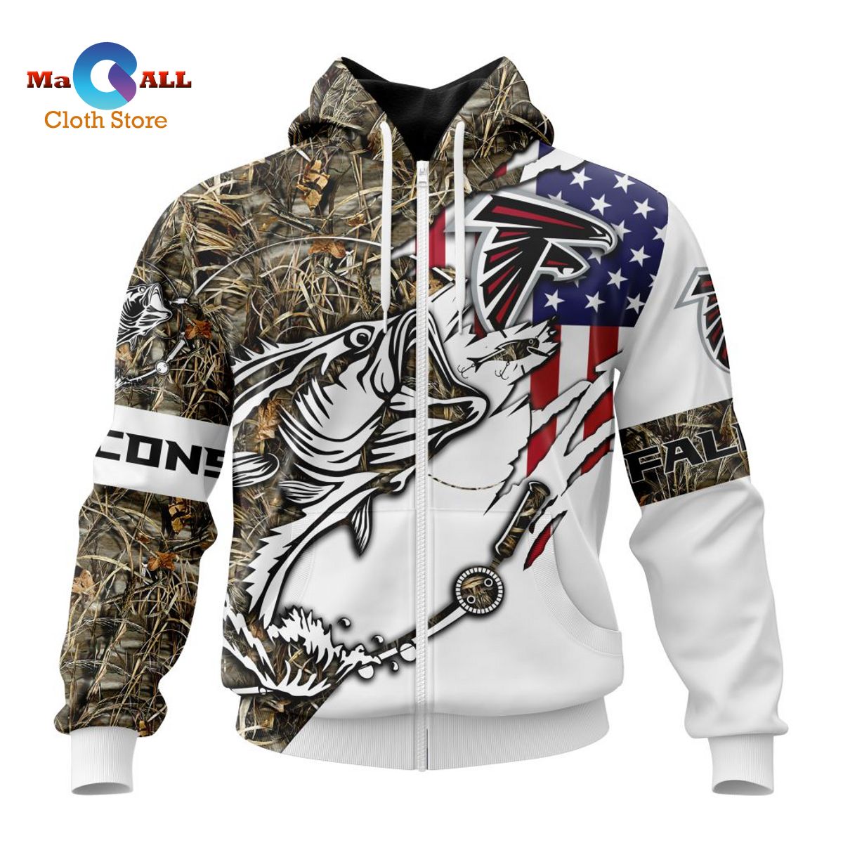 [HOT] NFL Atlanta Falcons Special Fishing With Flag Of The United States Hoodie 3D