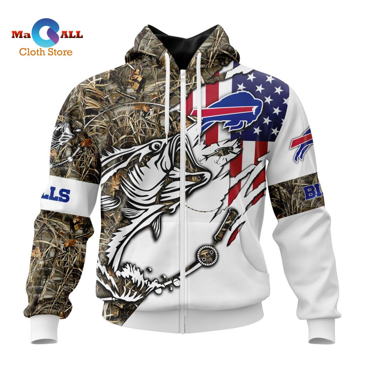 [HOT] NFL Buffalo Bills Special Fishing With Flag Of The United States Hoodie 3D