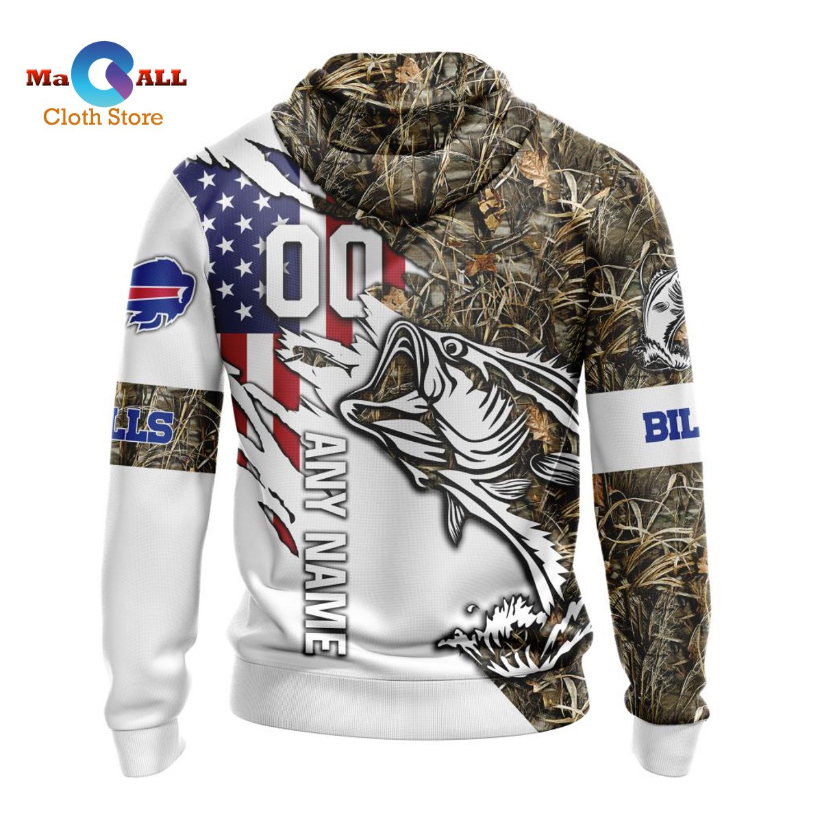 NFL Buffalo Bills 3D Hoodie Fishing With United States, Buffalo