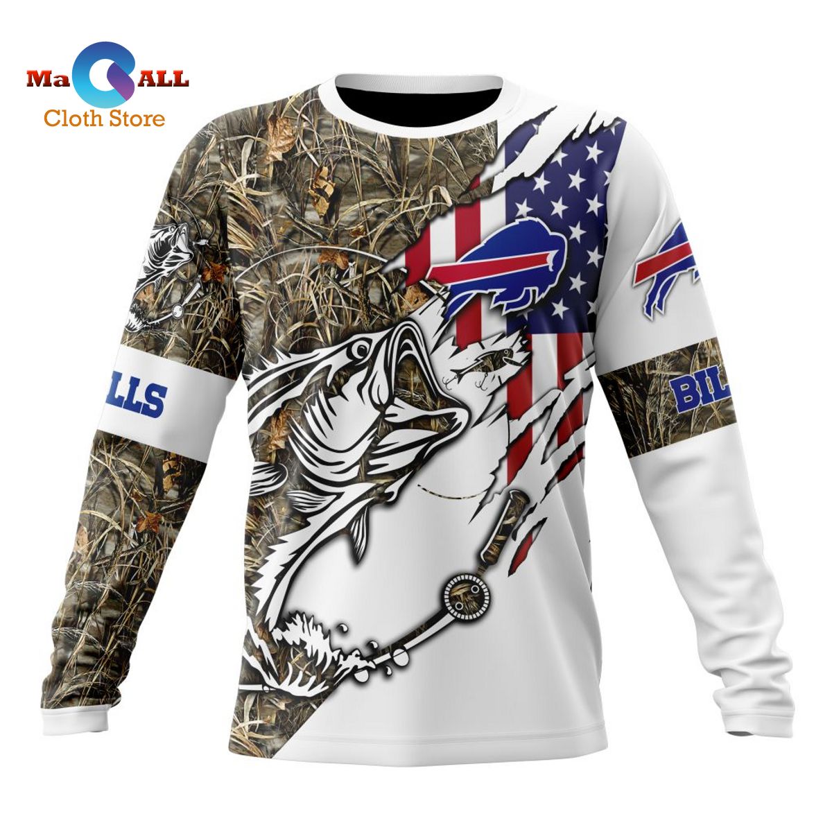 NFL Buffalo Bills 3D Hoodie Fishing With United States, Buffalo