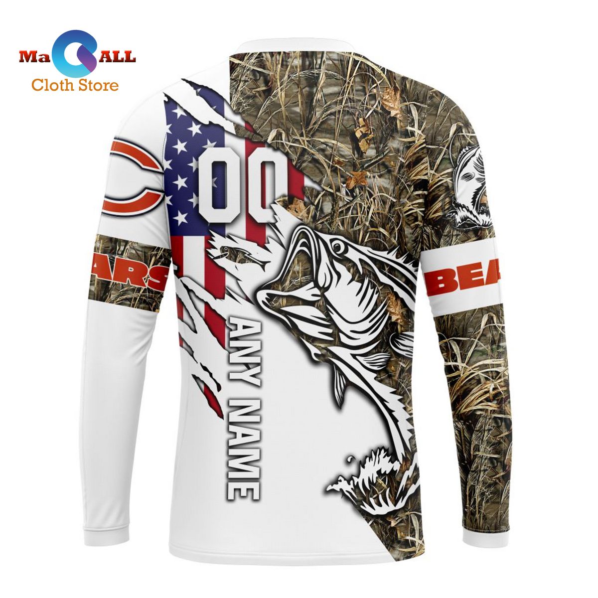 NFL Chicago Bears 3D Hoodie Fishing With United States, NFL Hoodie