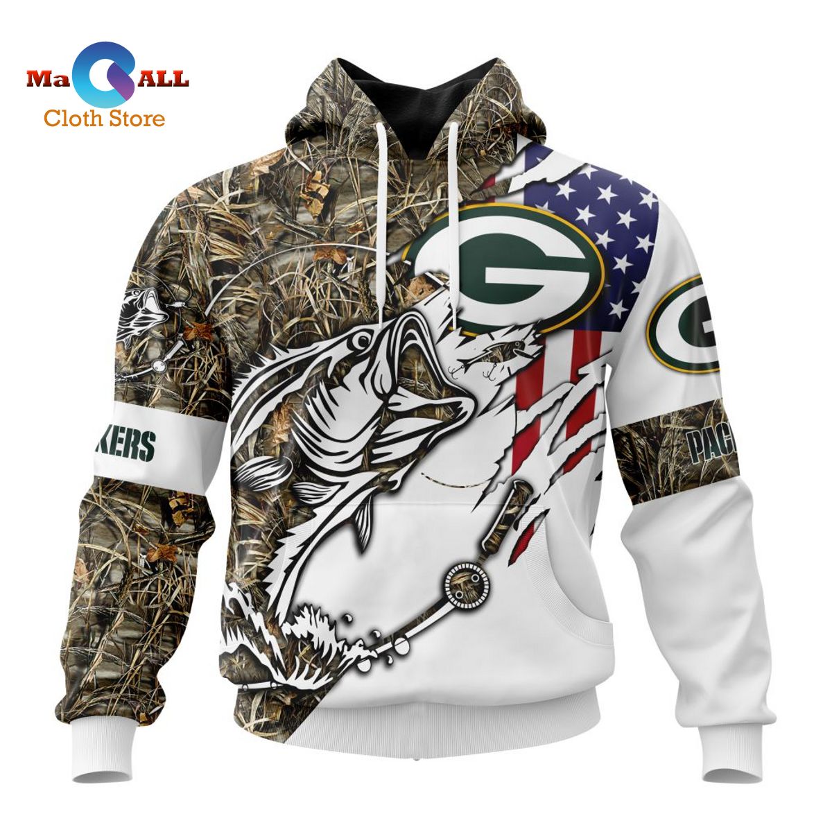 NFL Green Bay Packers Deer Hunting Camo Hoodie 3D