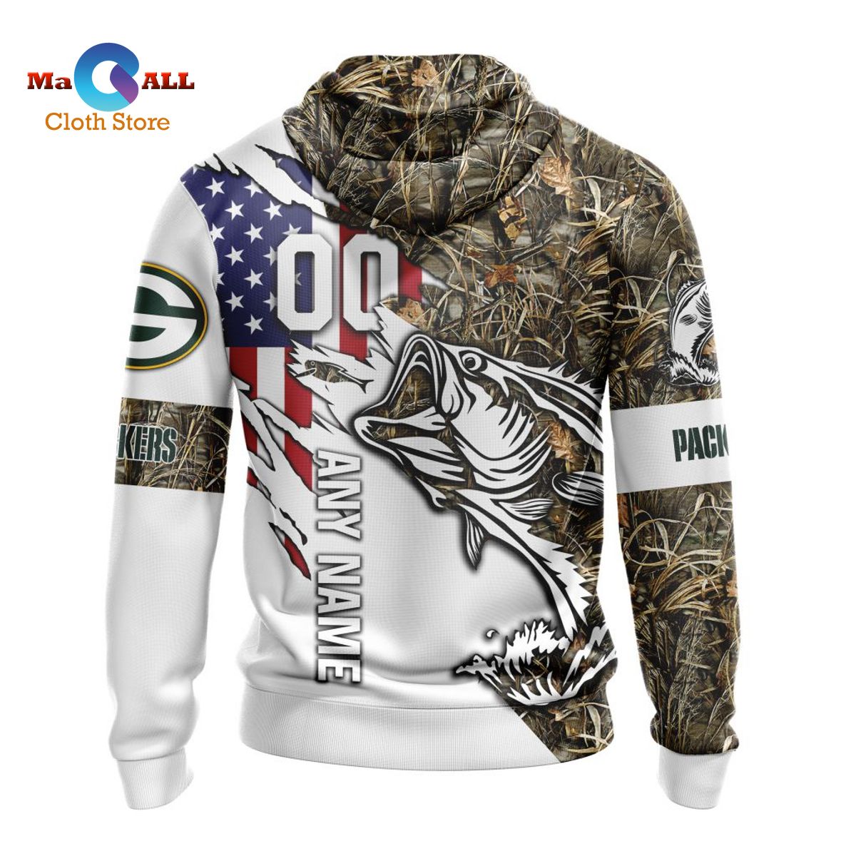 NFL Green Bay Packers 3D Hoodie USA Flag Camo Realtree Hunting