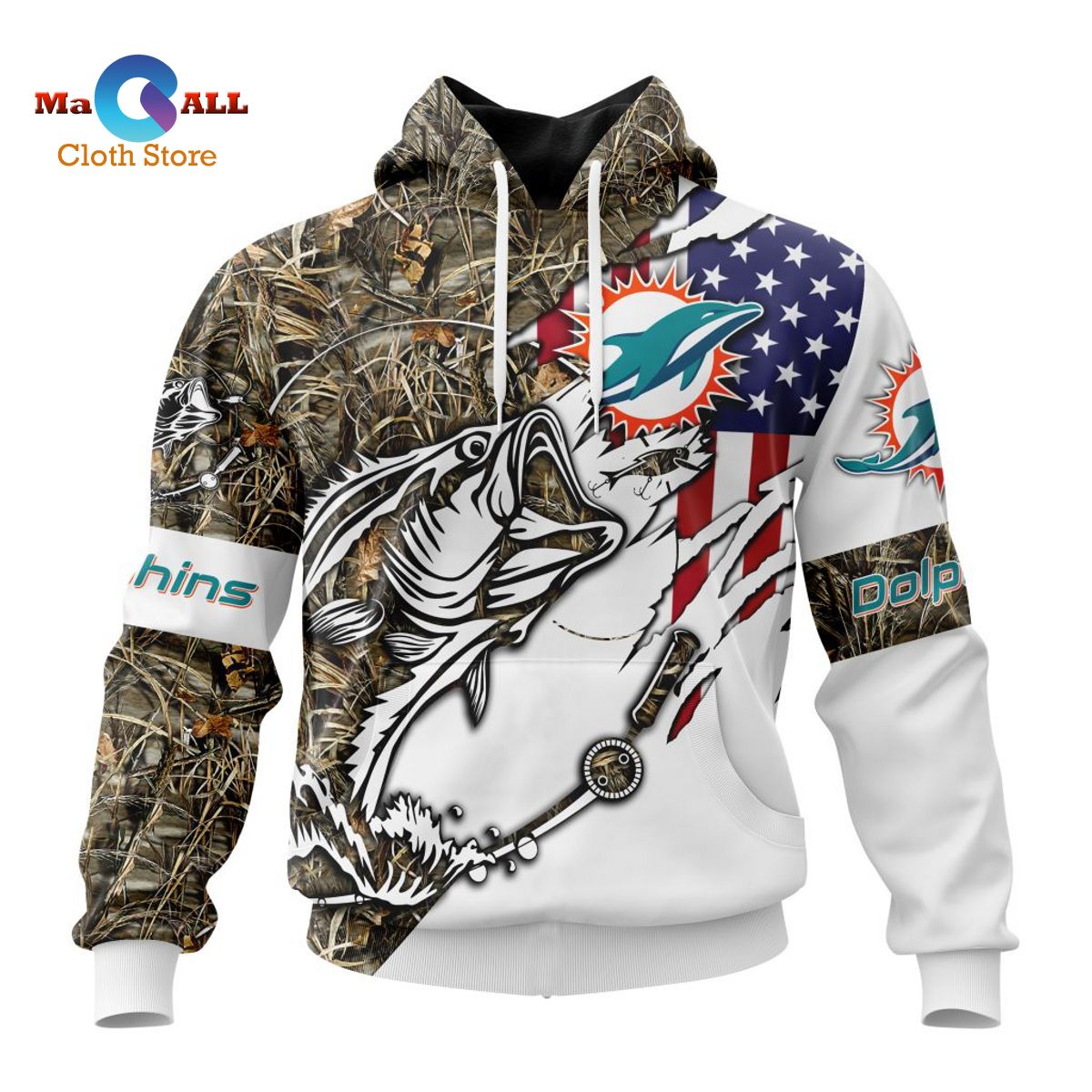 [HOT] NFL Miami Dolphins Special Fishing With Flag Of The United States Hoodie 3D