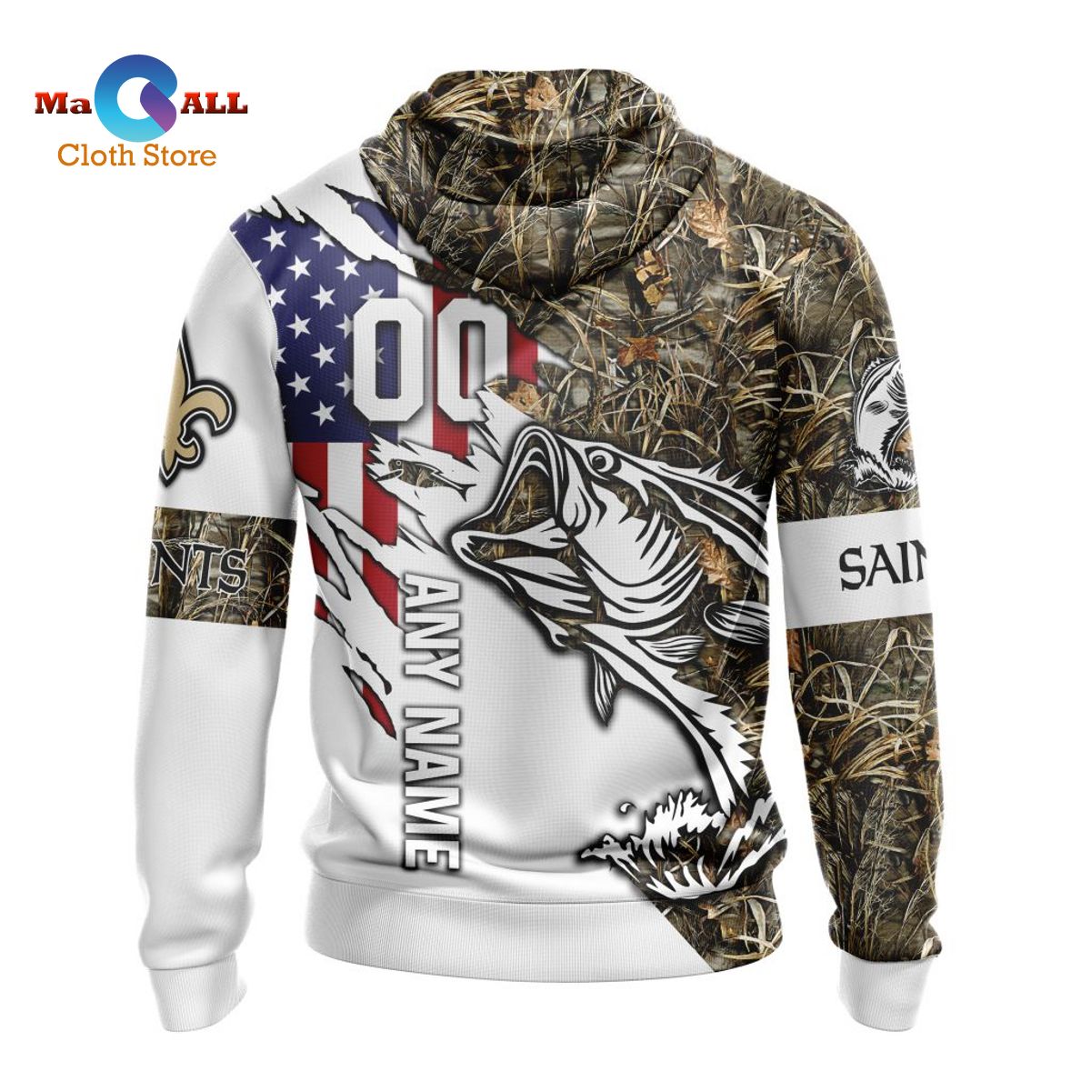 NFL New Orleans Saints 3D Hoodie Fishing With United States, NFL