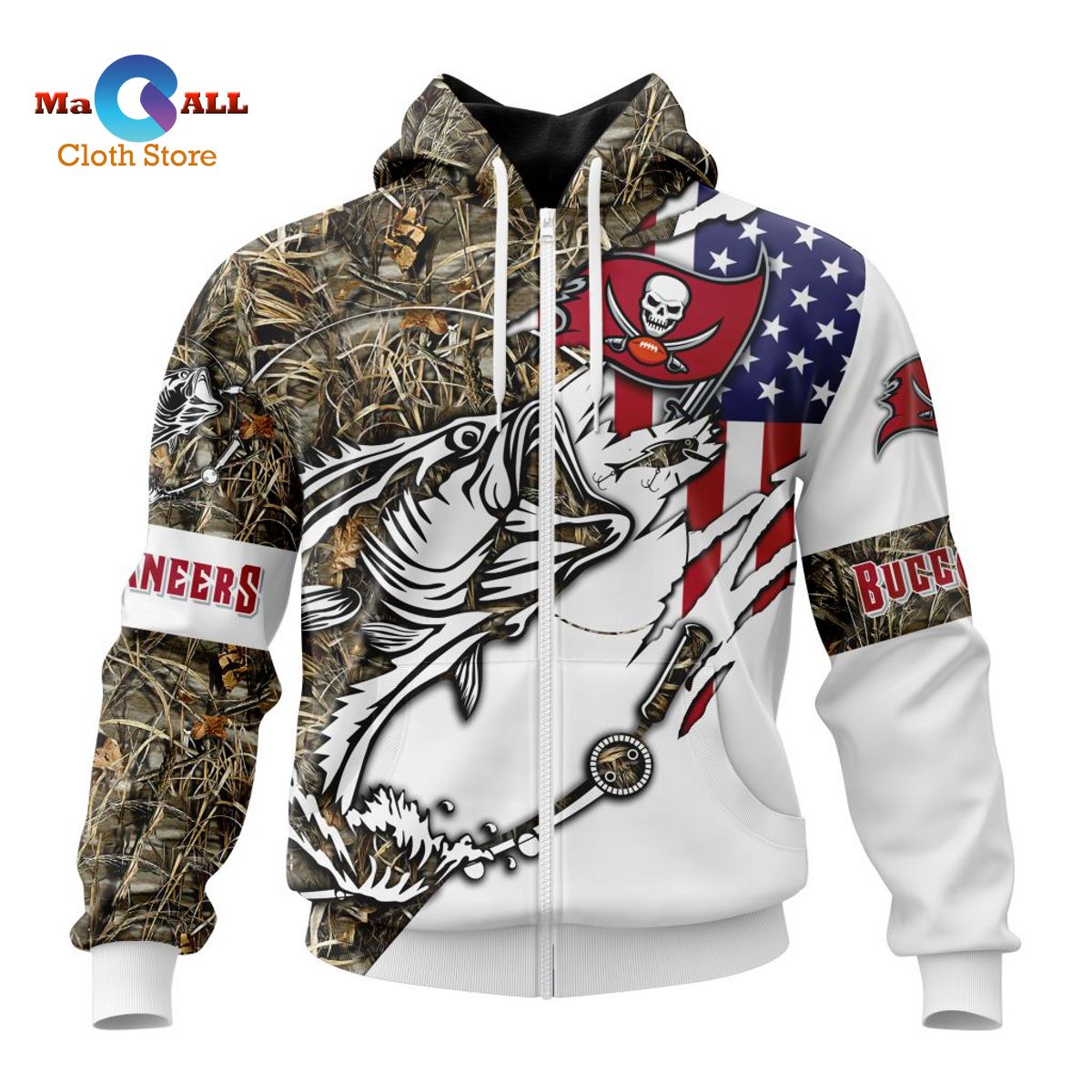 [HOT] NFL Tampa Bay Buccaneers Special Fishing With Flag Of The United States Hoodie 3D