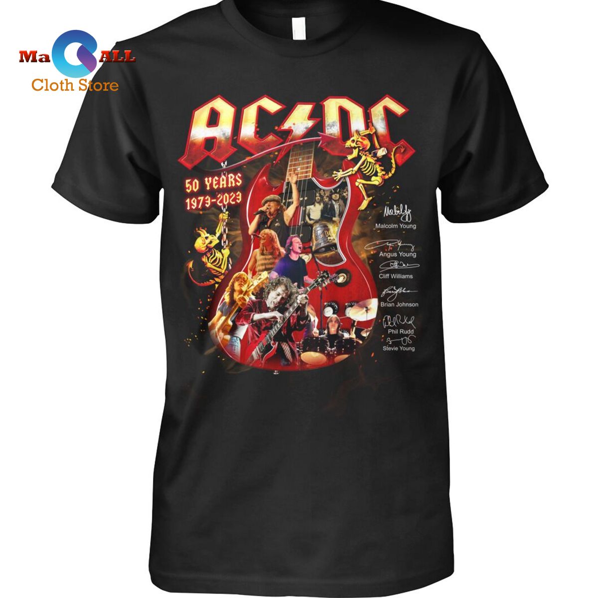 NEW] ACDC 50 Years 1973-2023 T-Shirt Macall Cloth Store - Destination for fashionistas