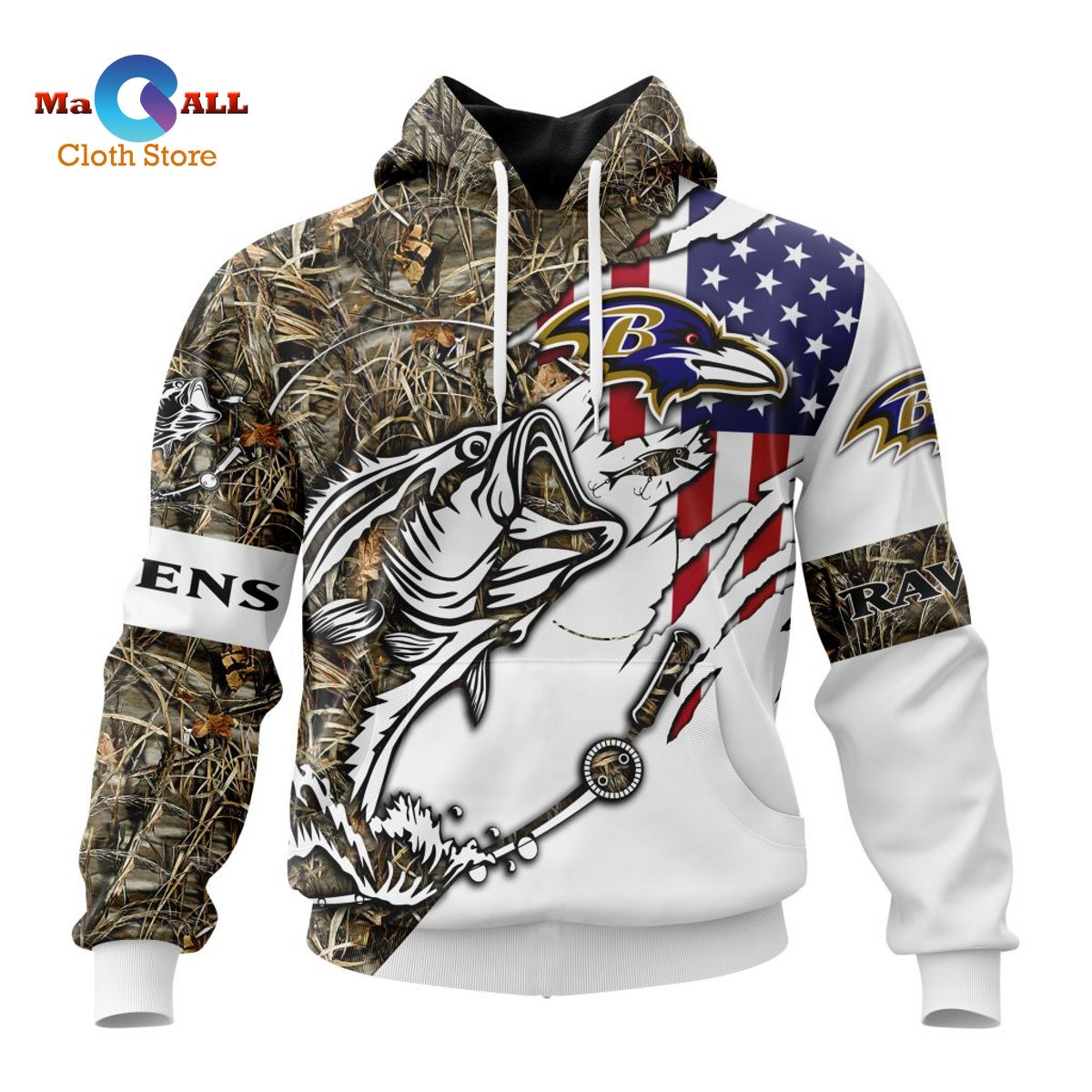 NEW] NFL Baltimore Ravens Special Fishing With Flag Of The United States  ST2201 - Macall Cloth Store - Destination for fashionistas