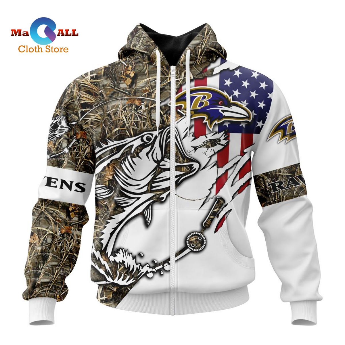 [NEW] NFL Baltimore Ravens Special Fishing With Flag Of The United States ST2201