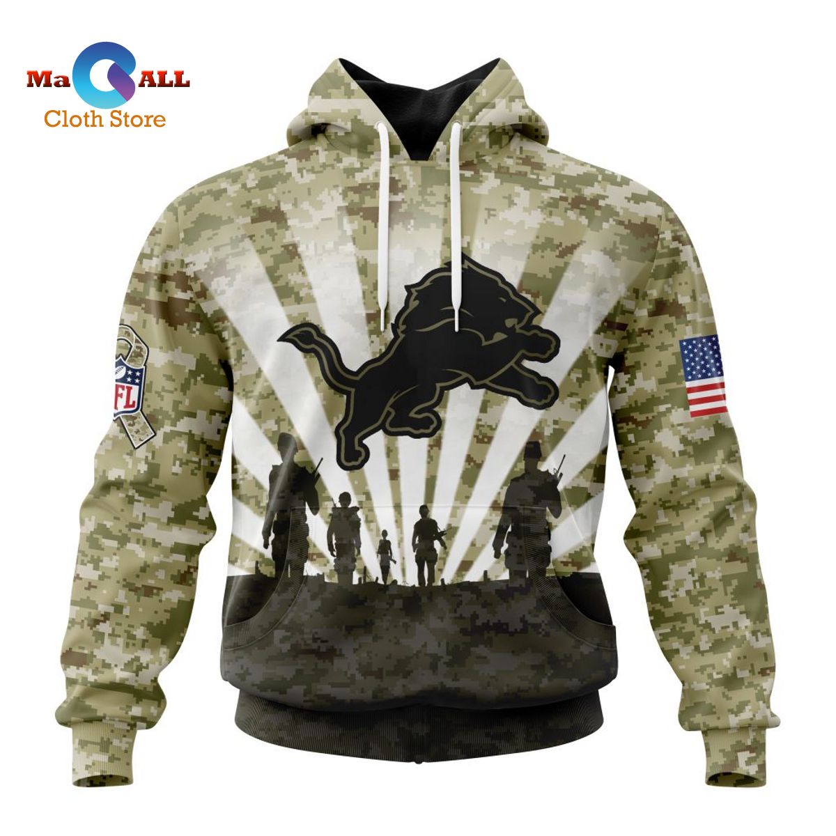 Lions Veterans Day Hoodie 3D Useful USA Flag Gifts For Detroit