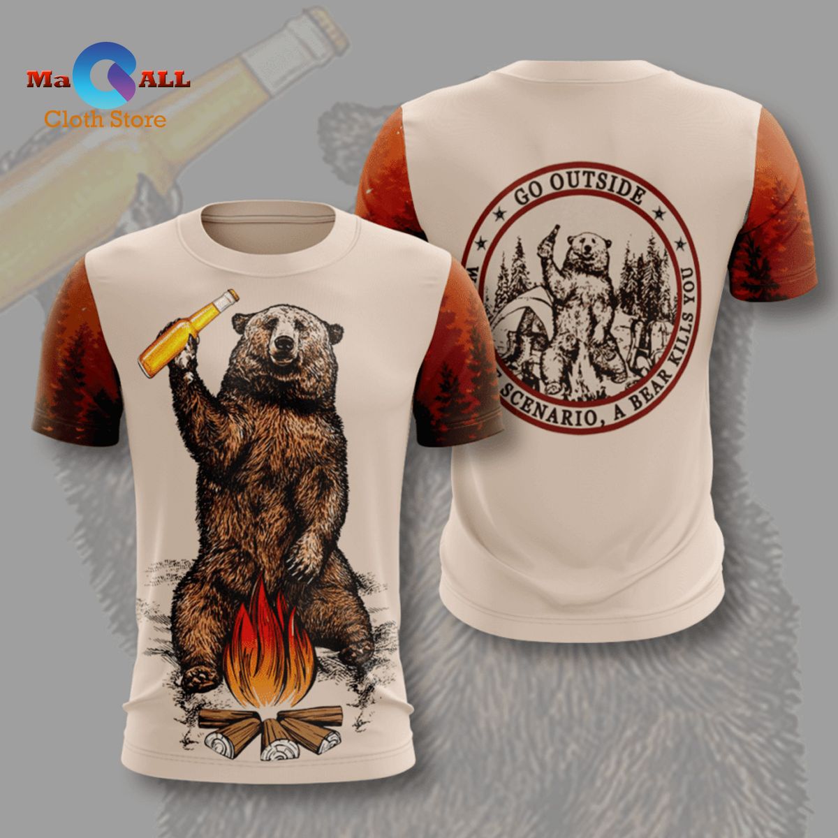 [NEW] Bear Go Outside To Camping 3D T-Shirt 3D
