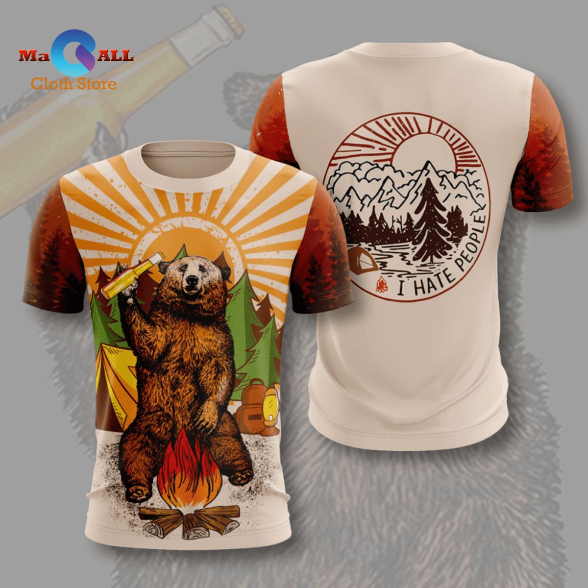 [NEW] I Hate People Bear Camping T-Shirt 3D