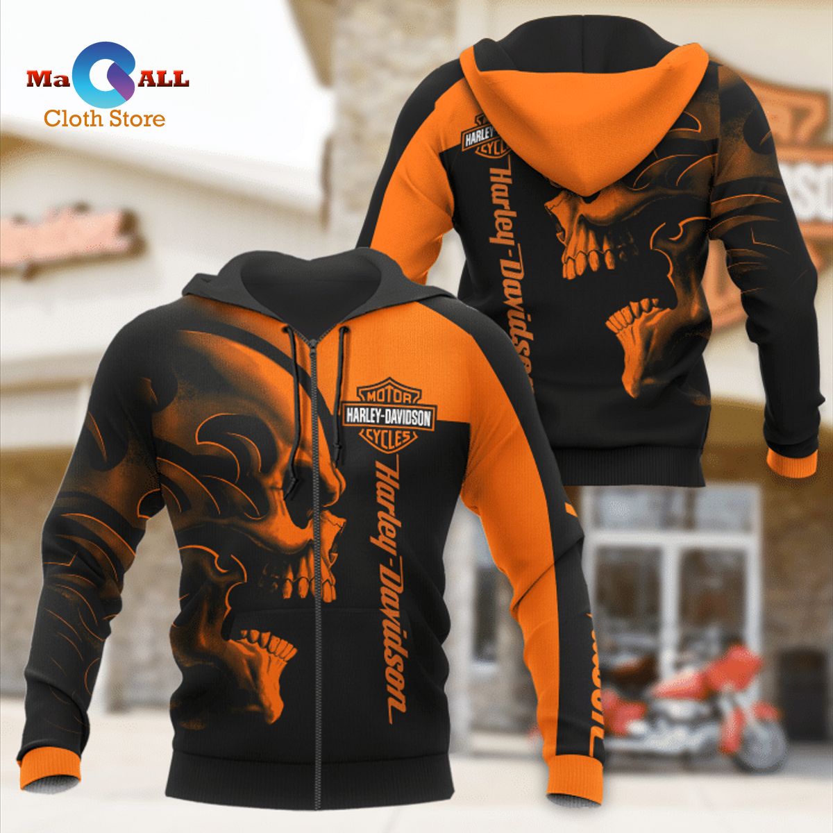 [NEW] Motor Harley – Davidson Cycles Fire Skull Hoodie 3D