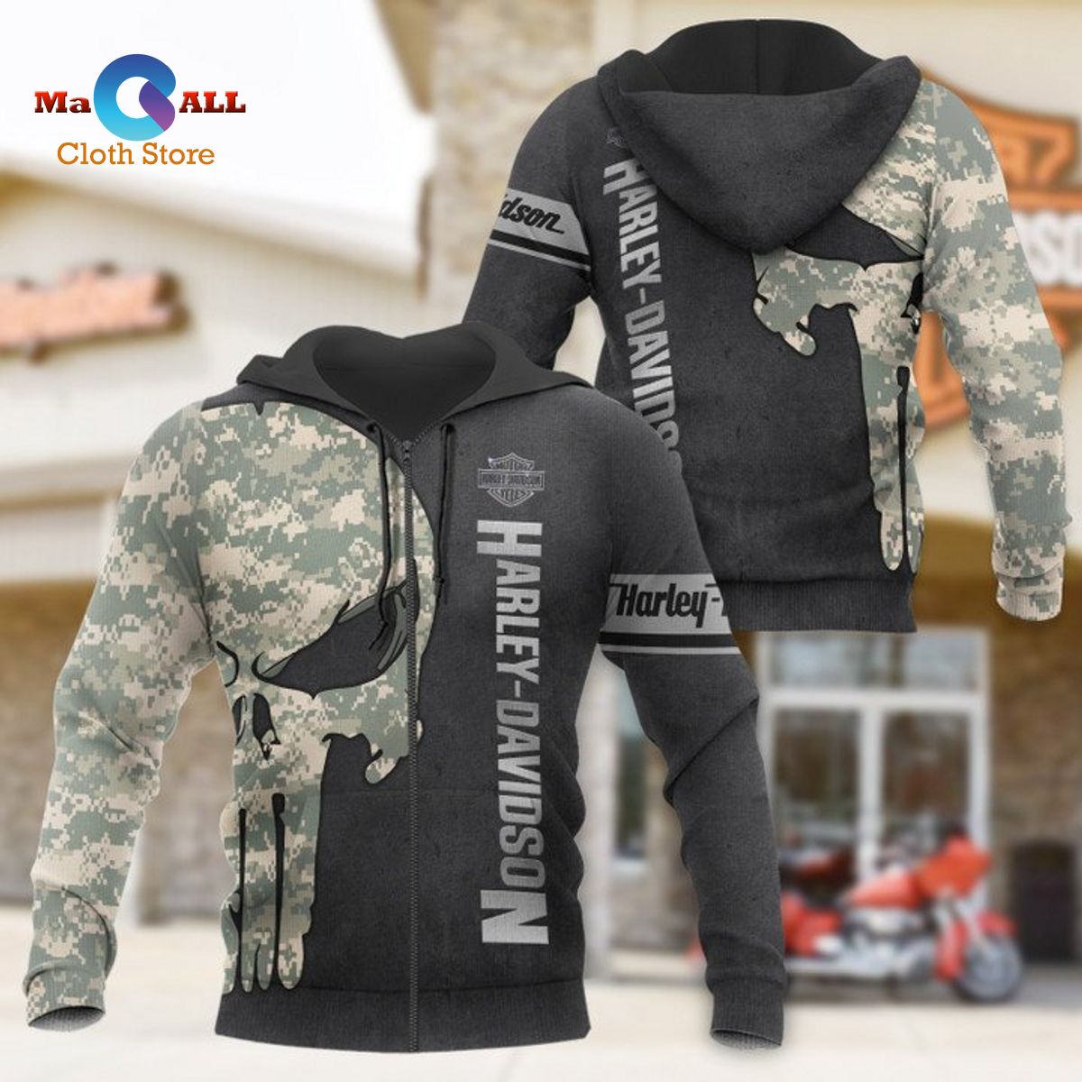 [NEW] Motor Harley – Davidson Cycles Skull Fashion Hoodie 3D
