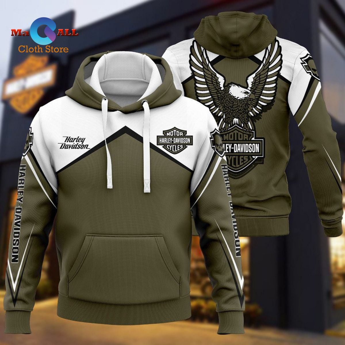 [NEW] Motor Harley – Davidson Cycles White Eagle Hoodie 3D