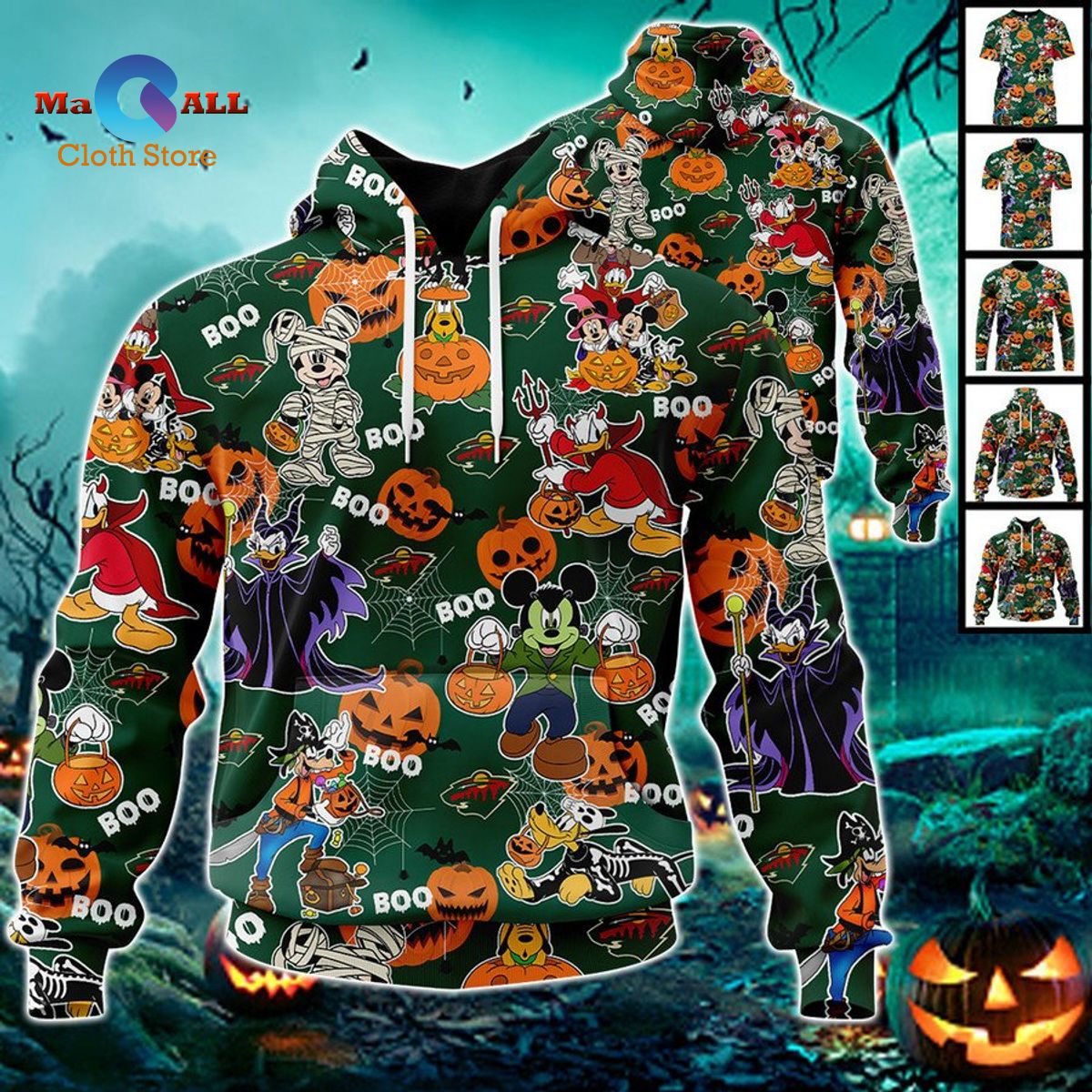 [NEW] Minnesota Wild – Halloween Jersey 2022 – Mickey With Friends Hoodie 3D