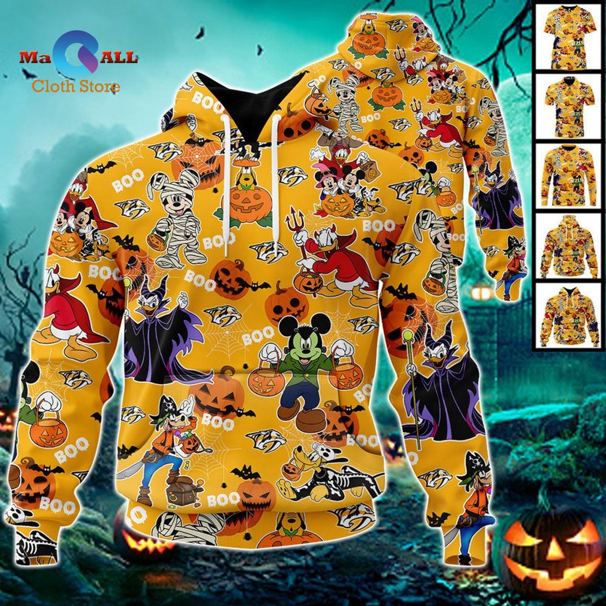 [NEW] Nashville Predators _ Halloween Jersey _ Mickey With Friends 2022 Hoodie 3D