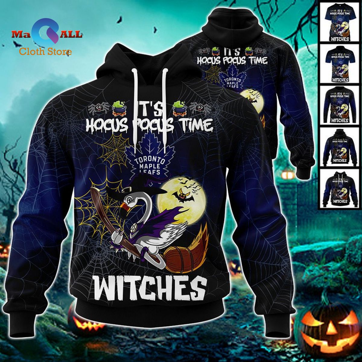 [NEW] Toronto Maple Leafs – Halloween Jersey 2022 – Flamingo Witches – Hocus Pocus Hoodie 3D
