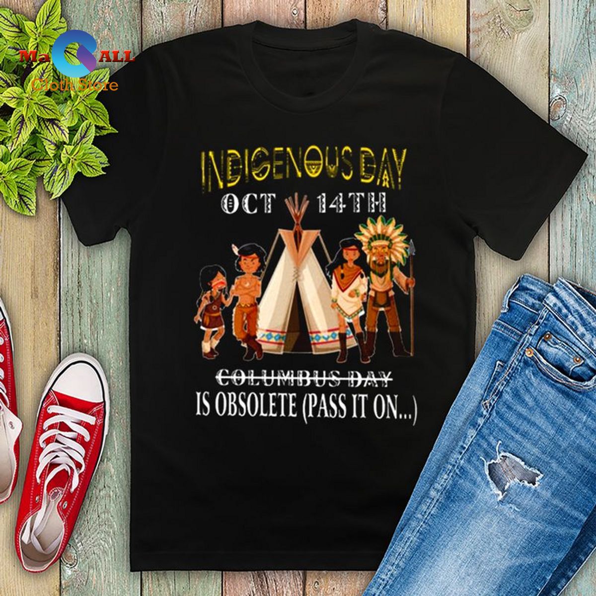 [NEW] Chibi Native People Tent American History Indigenous Day October 14th T-Shirt