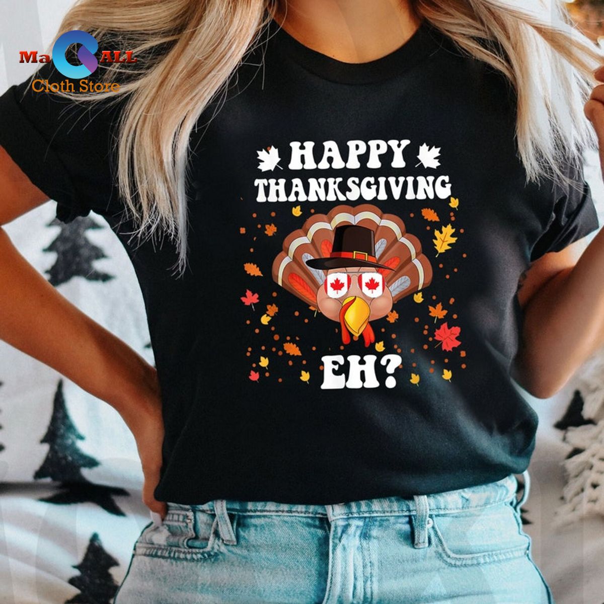 [NEW] Turkey With Canada Flag Shirt Canadian Thanksgiving Canada Flag Tee T-Shirt
