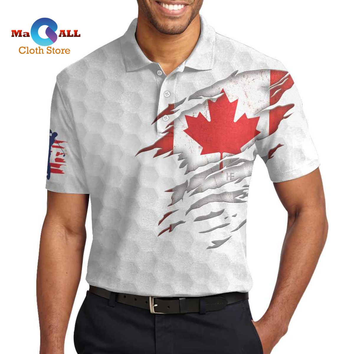 [NEW] Golf Canada Flag Short Sleeve, Red Maple Leaf Golfing, Canadian Golf Shirt For Men Polo Shirt