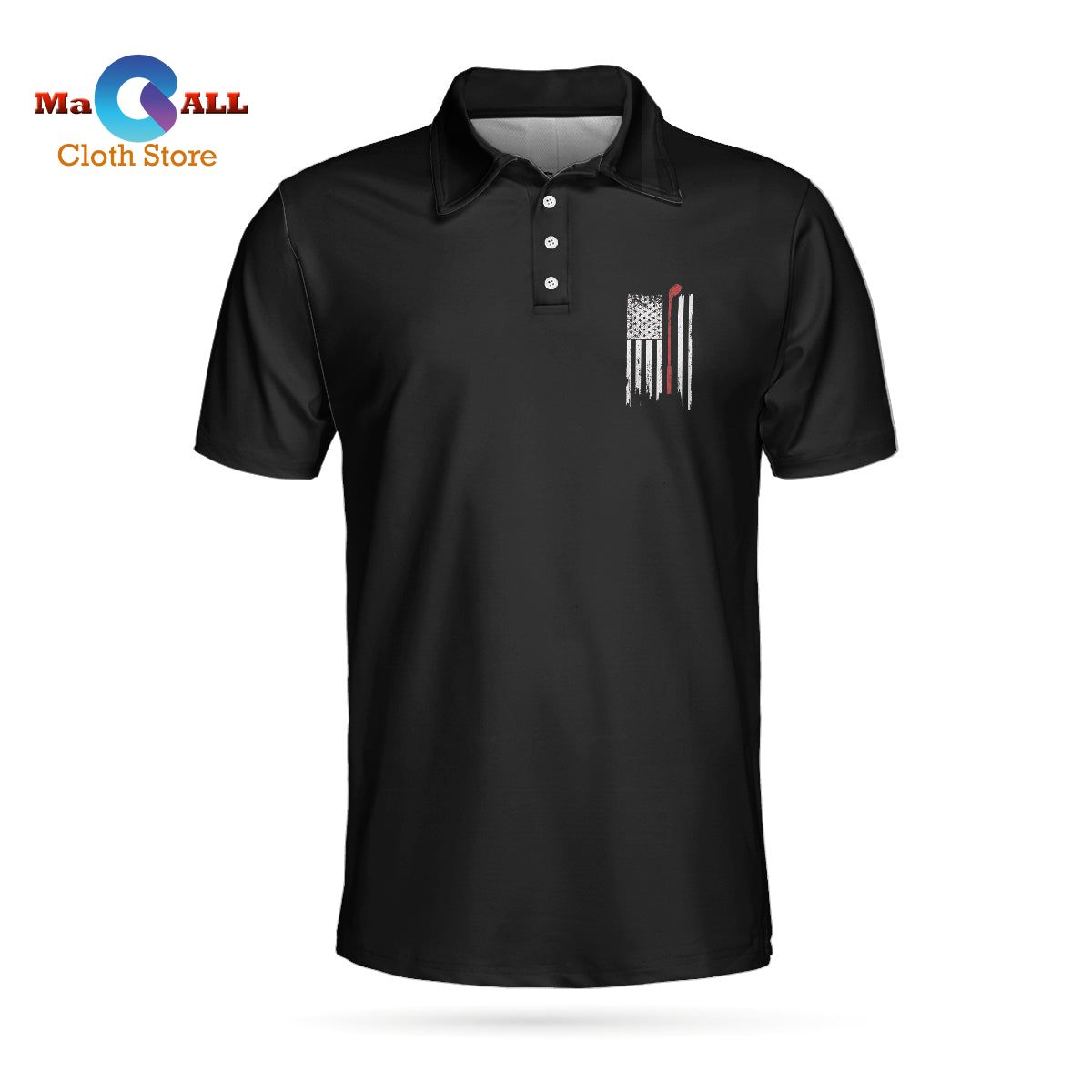[NEW] Golf Nation Short Sleeve Golf, Black And White American Flag, Patriotic Golf Shirt For Men Polo Shirt