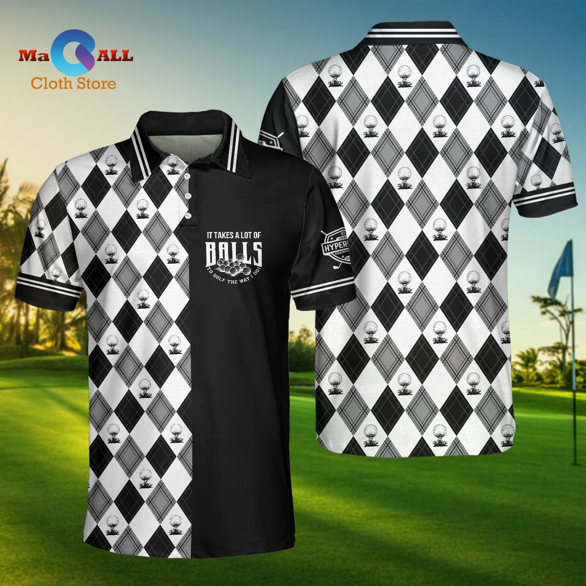 [NEW] Golf The Way I Do, Black And White Argyle Pattern, Best Golf Shirt For Men Polo Shirt