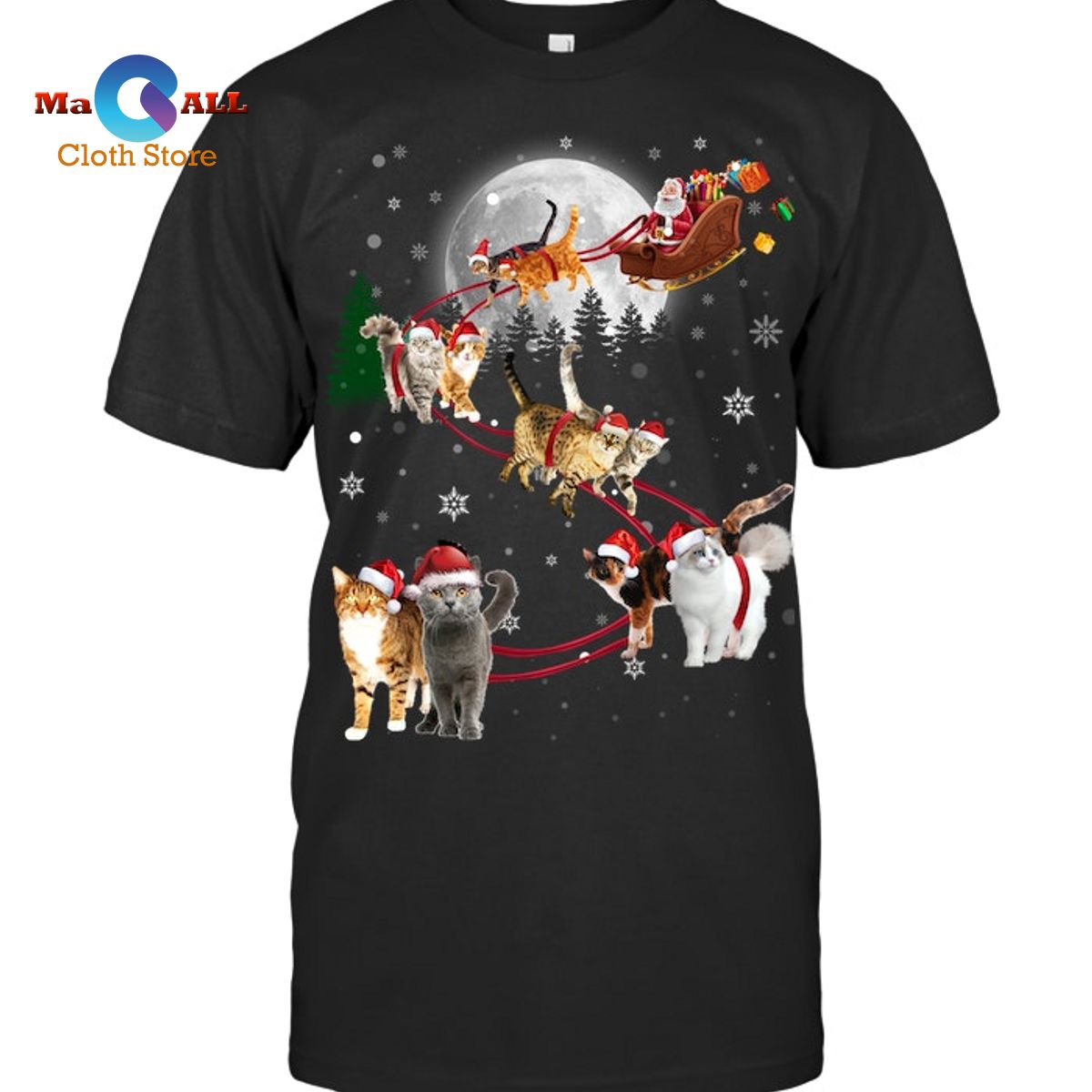 [NEW] Cat 4 Santa Claus And Sky Funny Christmas 2022 T-Shirt