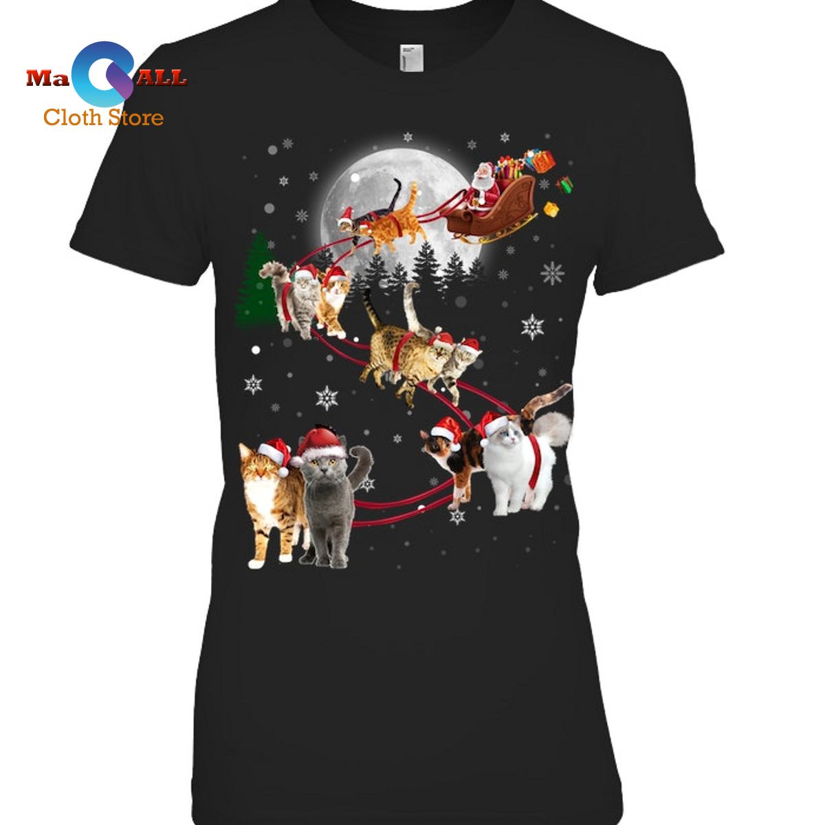 [NEW] Cat 4 Santa Claus And Sky Funny Christmas 2022 T-Shirt