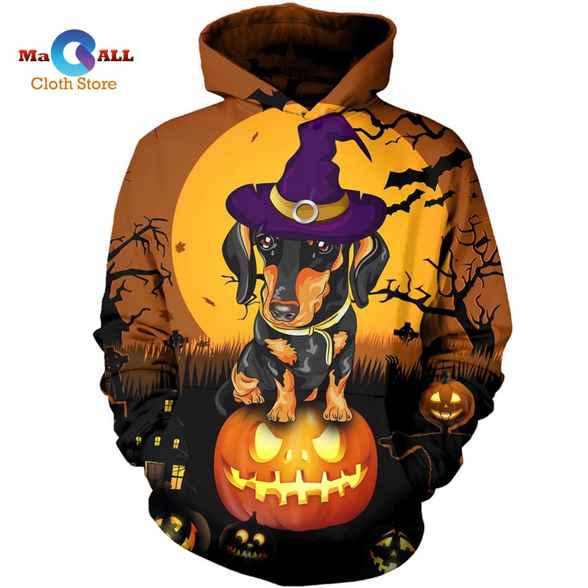 [NEW] Dachshund Halloween Dog Lovers All Over Print For Men & Women AOP Tee Hoodie Sweatshirt 3D