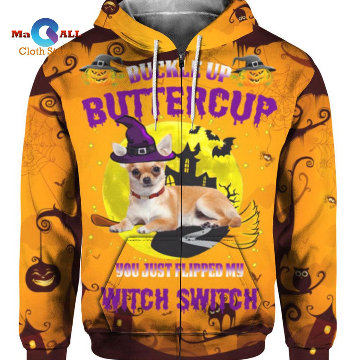[NEW] Dog Witch Halloween Buckle Up Butter Cup All Over Print For Men & Women AOP Tee Hoodie Sweatshirt 3D